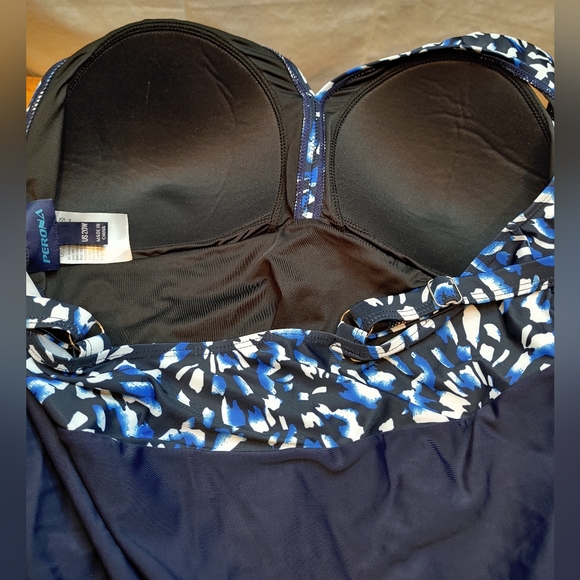 PERONA Women's Plus Size Shaping Floral Blue One Piece Swim Dress Size 20W NWOT - Picture 8 of 12